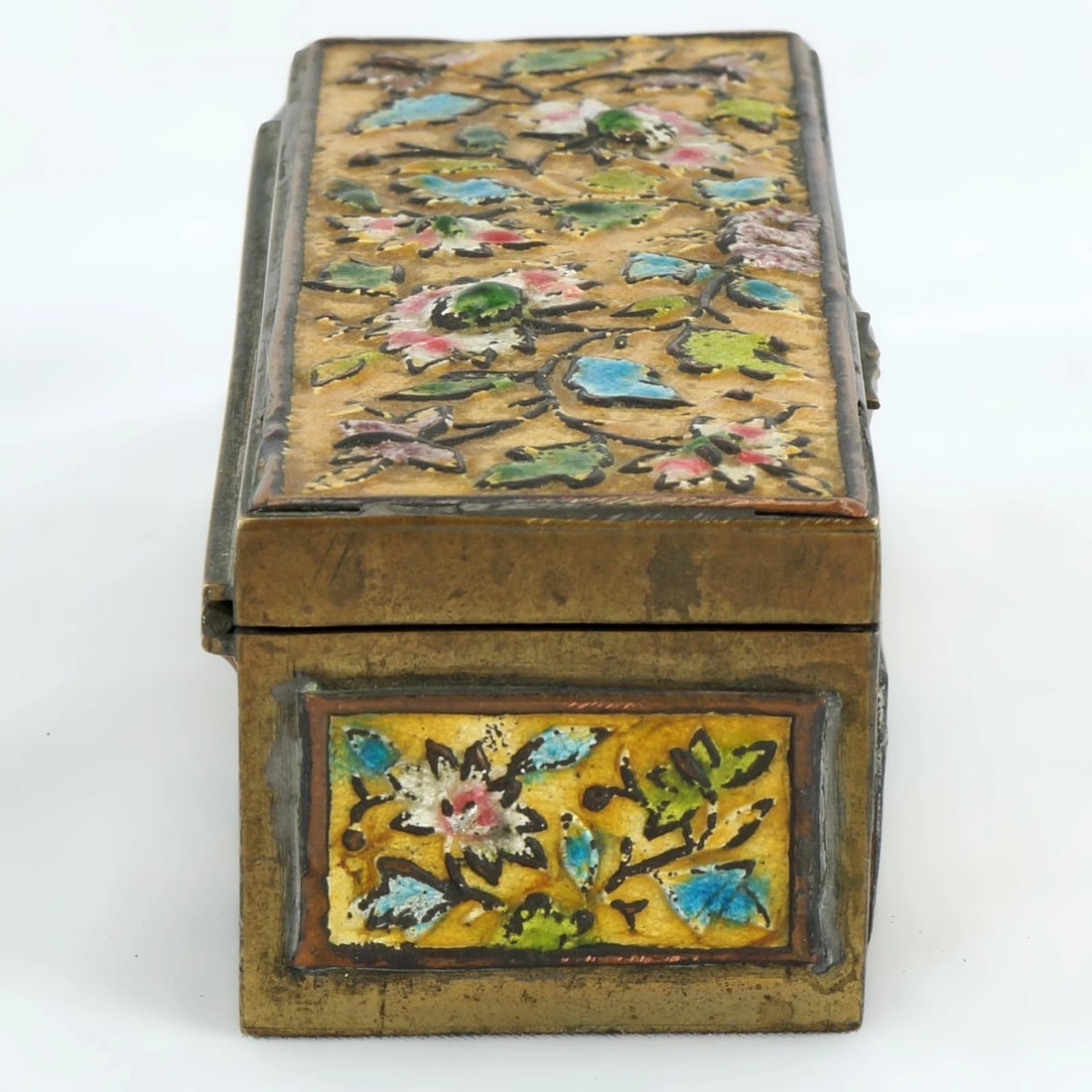 Chinese Enameled Brass Stamp Box Circa 1920 - 8