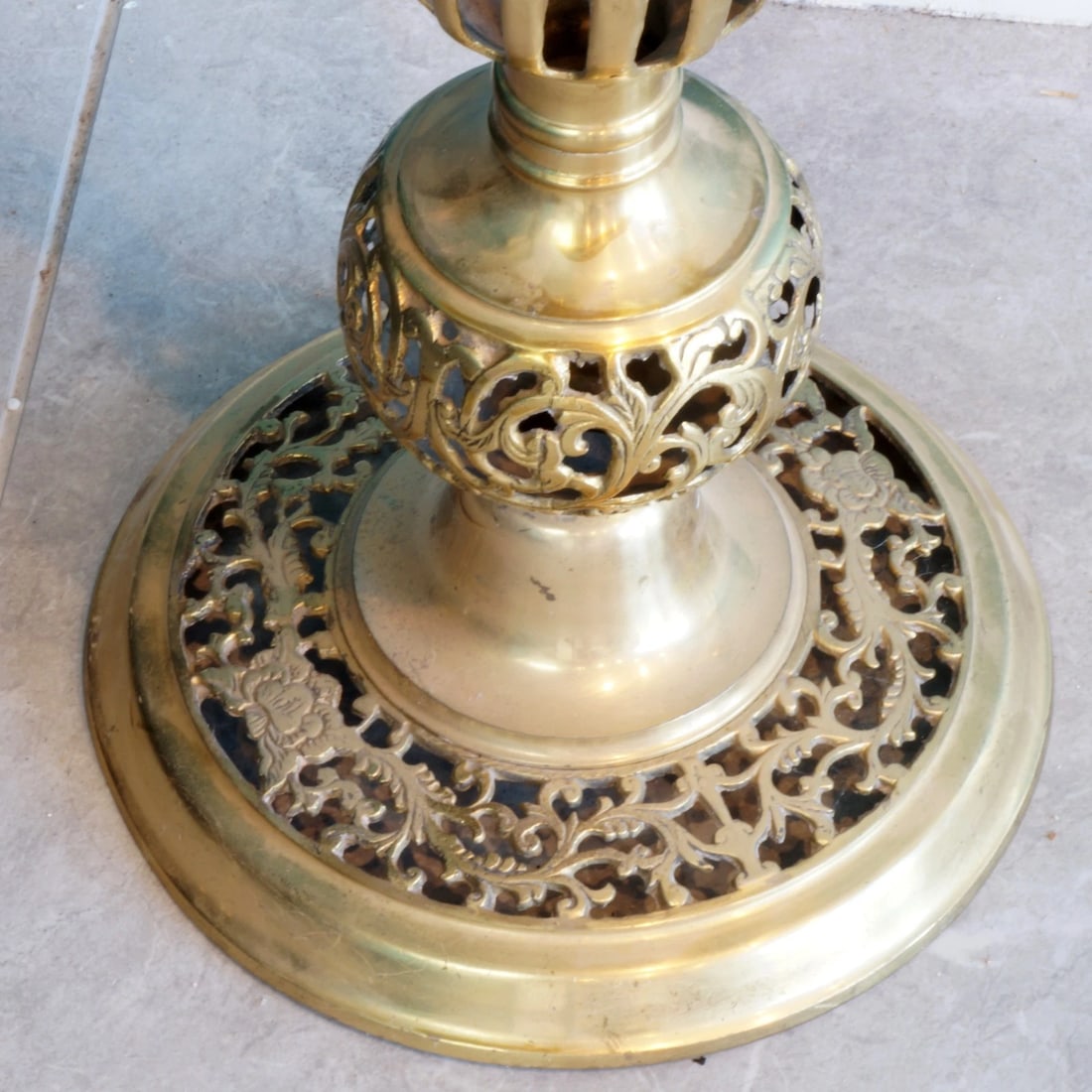 Three Indian Brass Floor Candle Pillars/Stands - 5