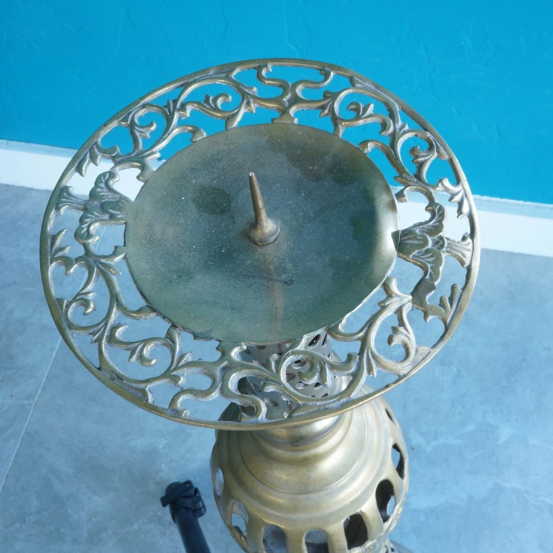 Three Indian Brass Floor Candle Pillars/Stands - 6
