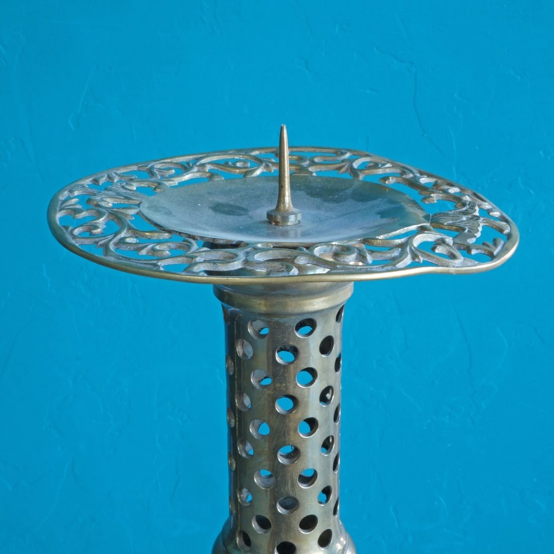 Three Indian Brass Floor Candle Pillars/Stands - 8