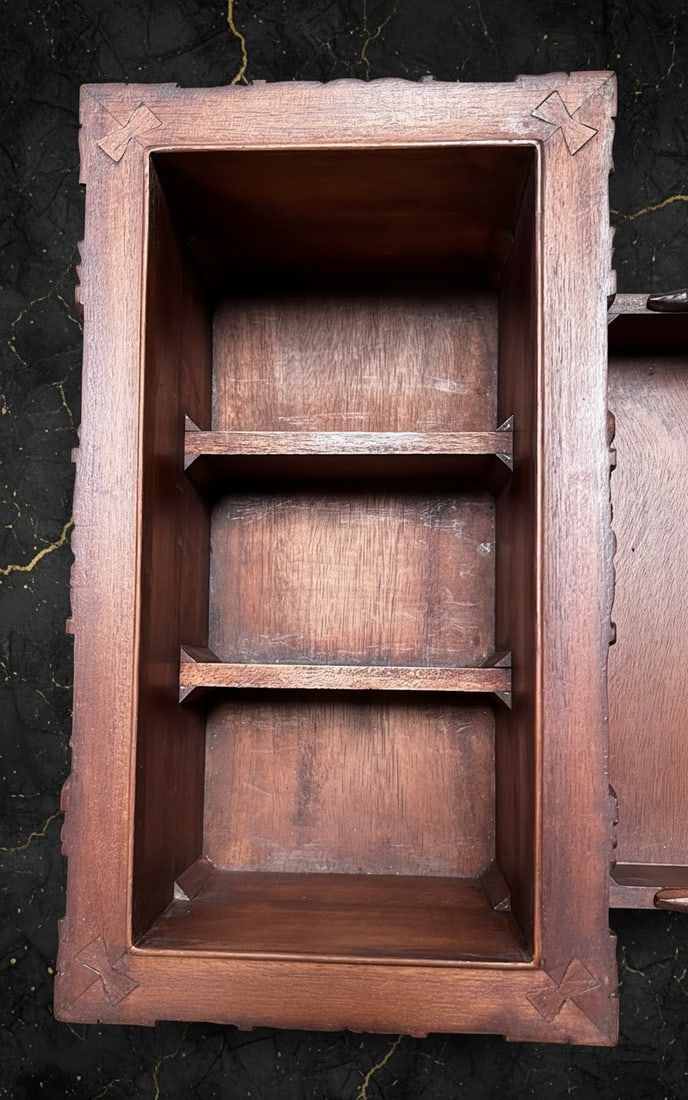 Ornate Wooden Victorian Style Tea Storage Box Antique Look Excellent Shape - 4