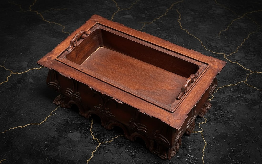 Ornate Wooden Victorian Style Tea Storage Box Antique Look Excellent Shape - 5