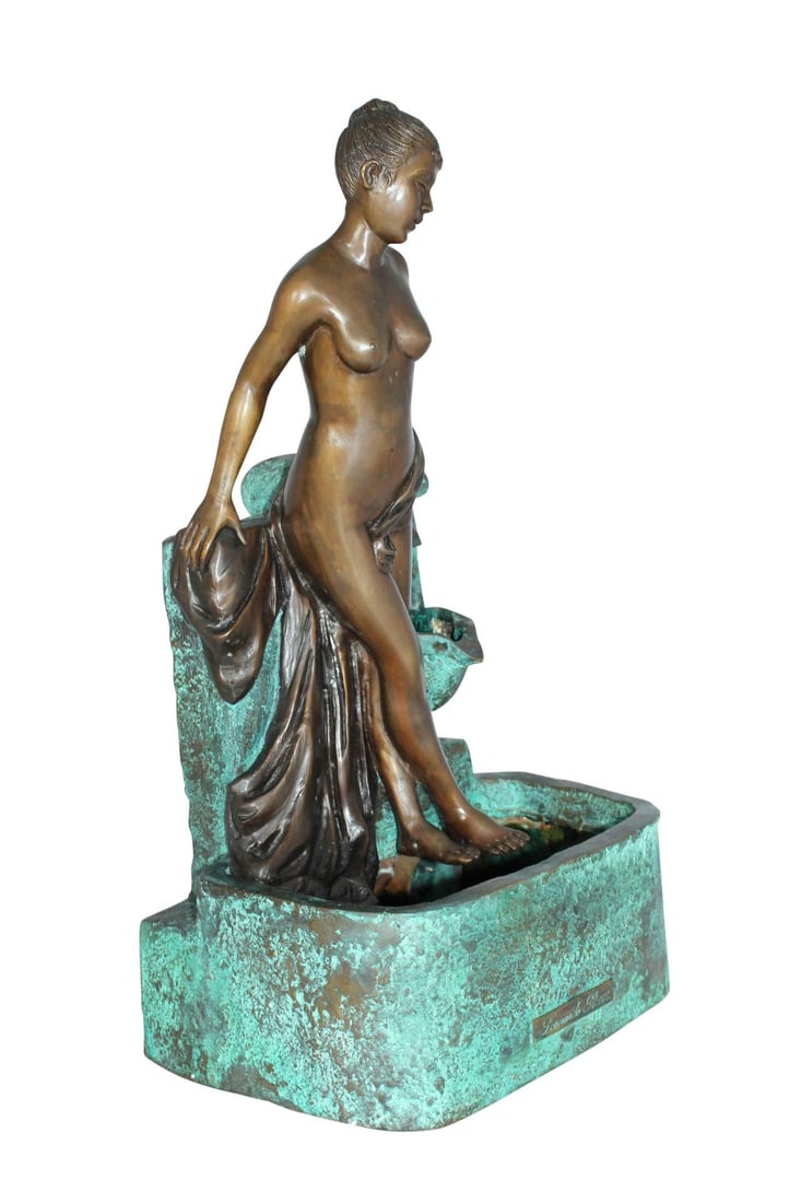 Lady on Wall fountain Bronze Statue Art Nude - Size: 12"L x 9"W x 21"H. - 3