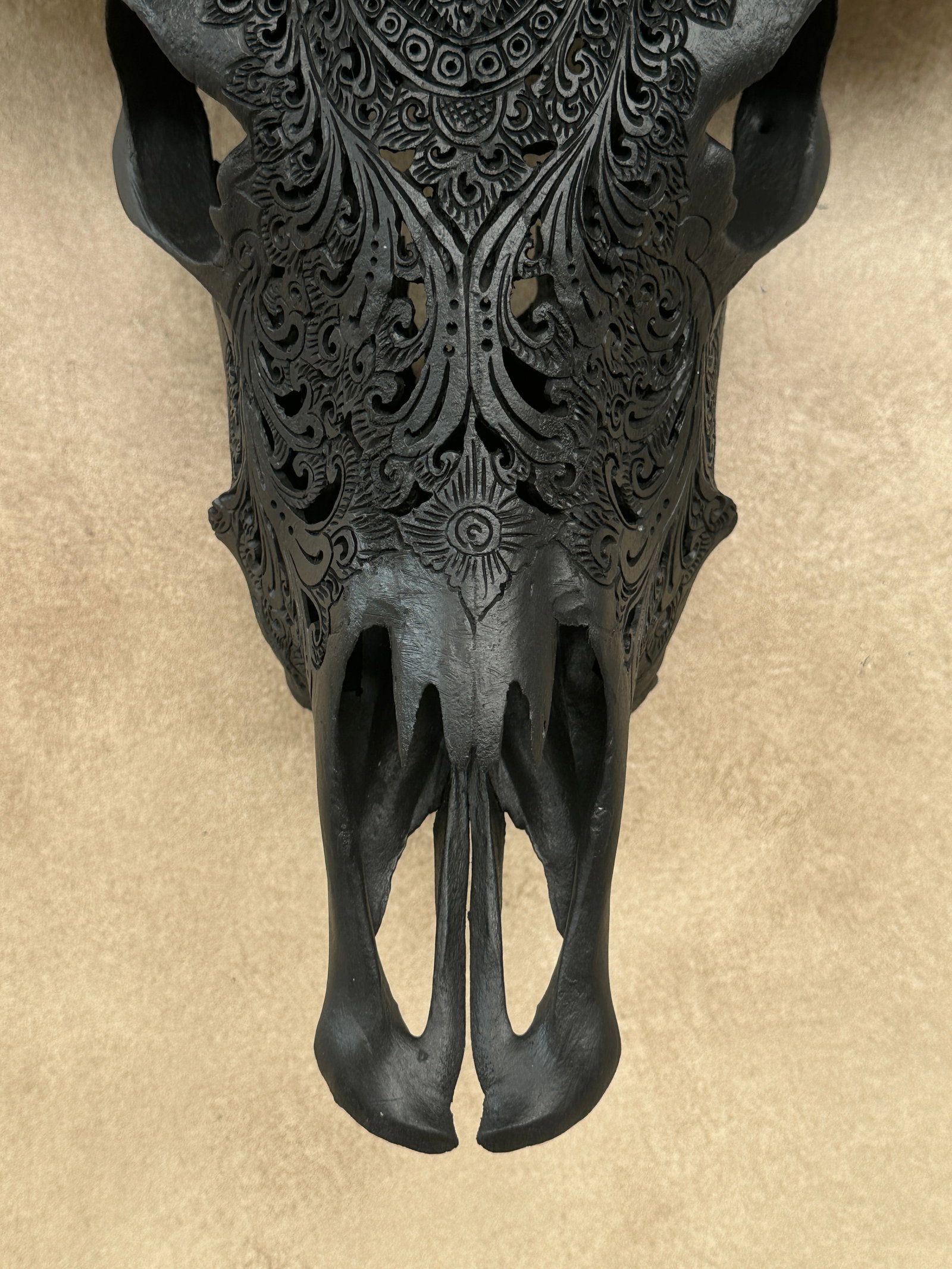 Black buffalo skull - Balinese Barong carving - 5