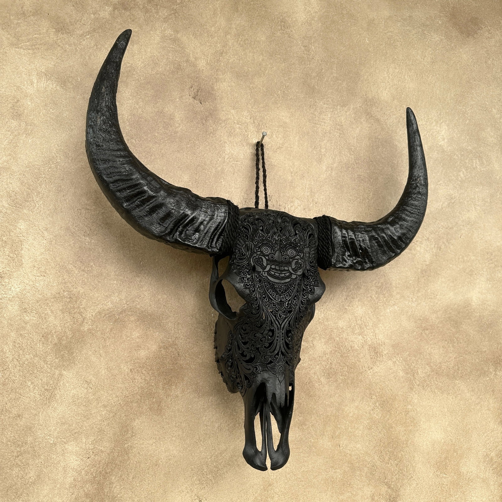 Black buffalo skull - Balinese Barong carving - 6
