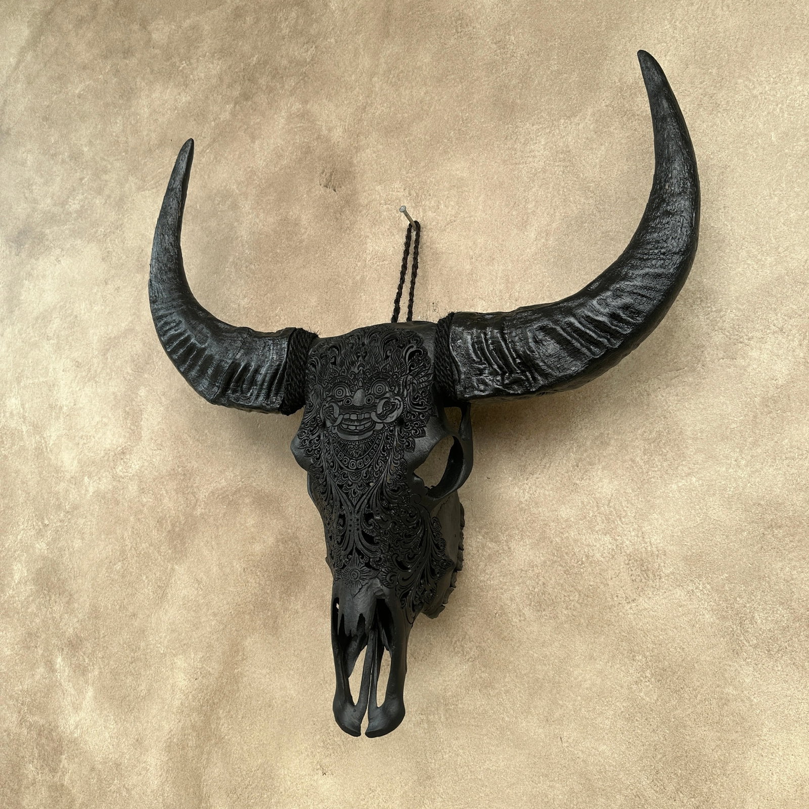 Black buffalo skull - Balinese Barong carving - 8