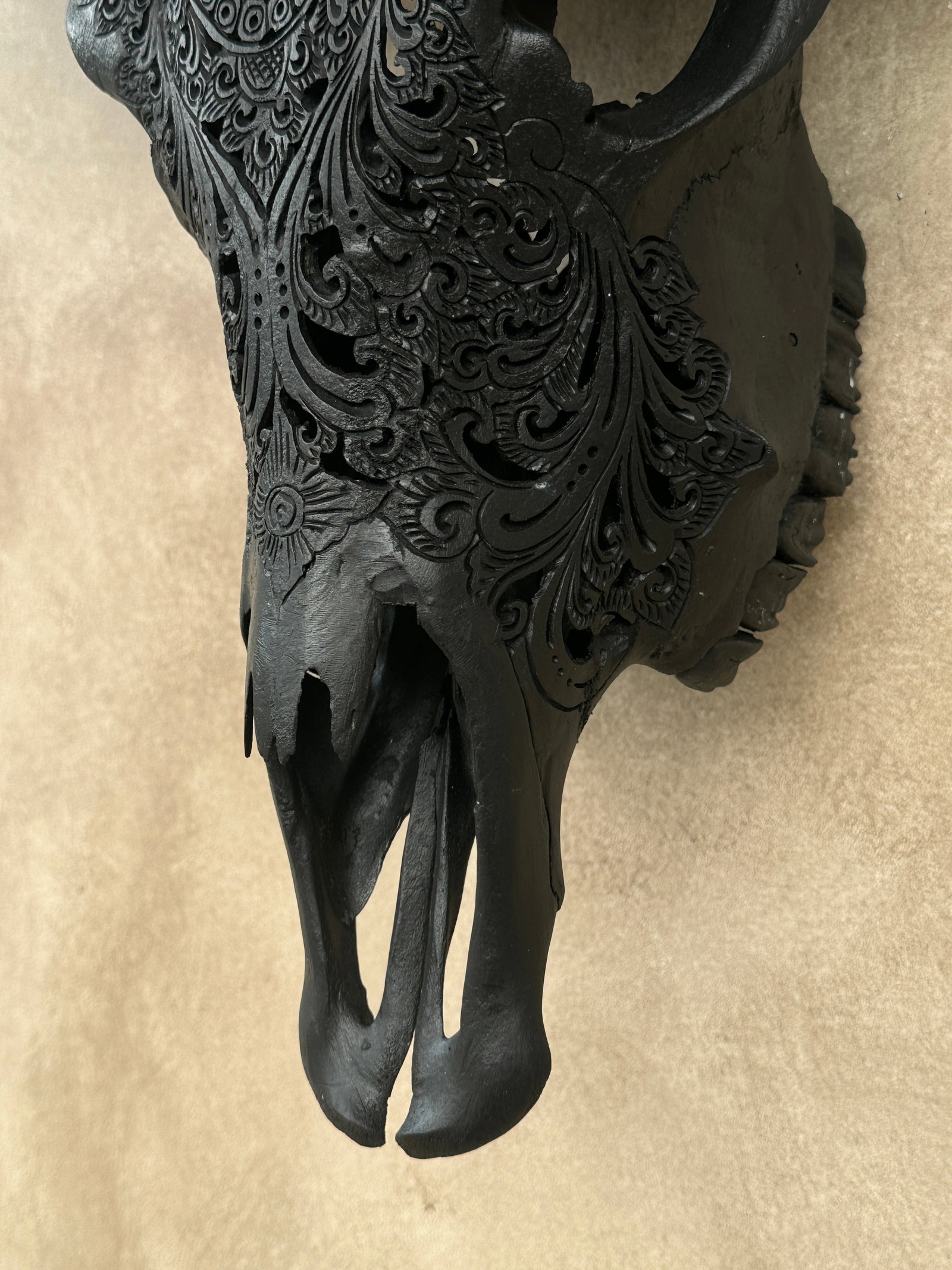 Black buffalo skull - Balinese Barong carving - 9