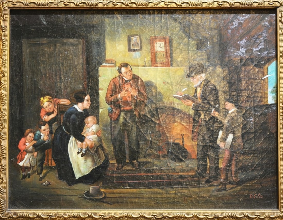 Ornate Gesso & Wood Frame Antique Gold Finish Vintage Art Oil Painting Copy - 3