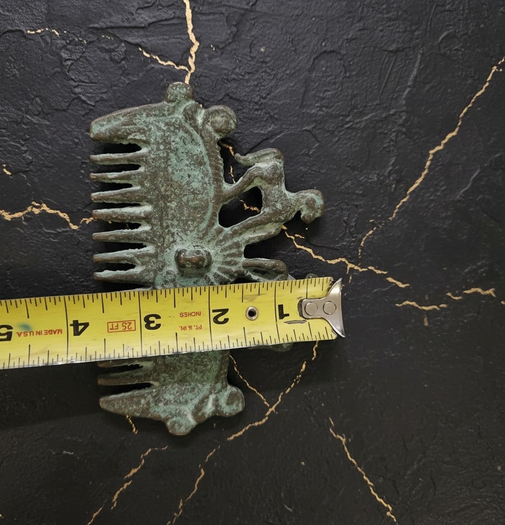 Antique Brass Tone Grecian Equine Motif Decorative Hair Accessory - 4
