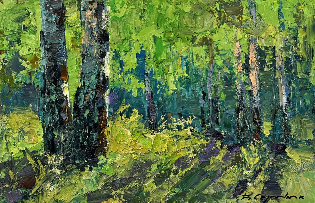 Oil painting Birch Forest on a Summer Day Boris Serdyuk - 3