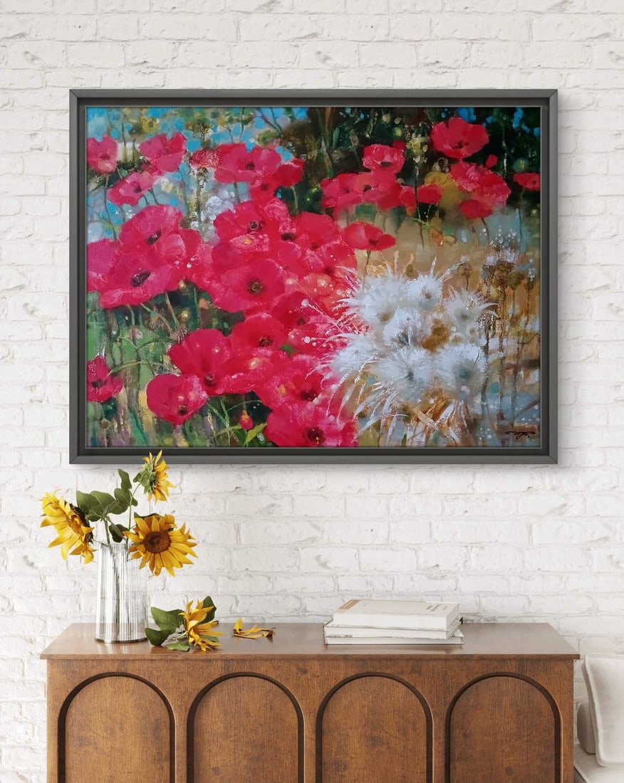 Abstract oil painting Poppies in the Field Anatoly Tarabanov - 2