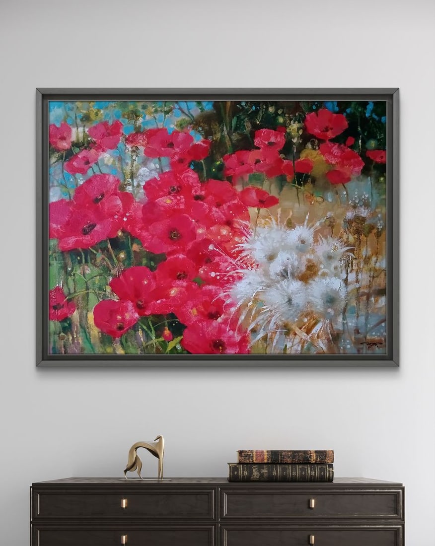 Abstract oil painting Poppies in the Field Anatoly Tarabanov - 3