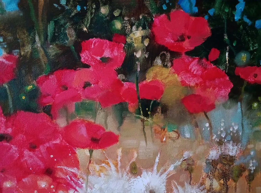 Abstract oil painting Poppies in the Field Anatoly Tarabanov - 5