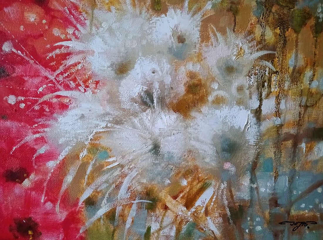 Abstract oil painting Poppies in the Field Anatoly Tarabanov - 6