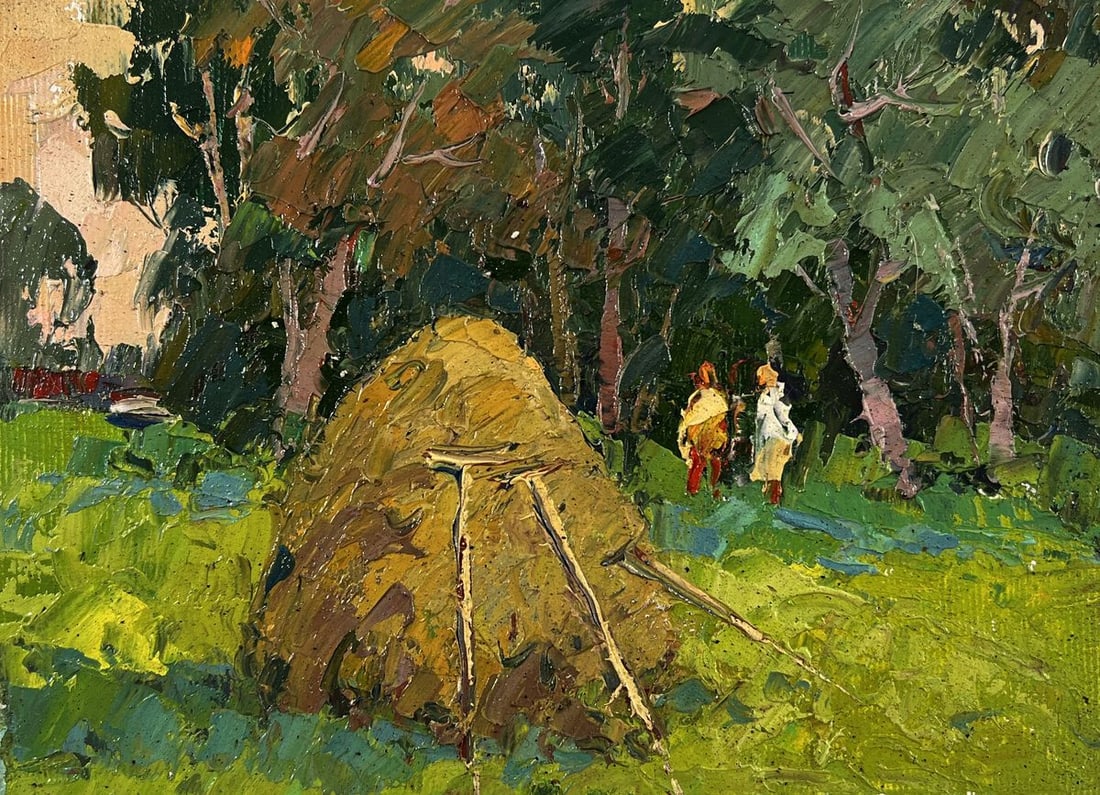 Oil painting A haystack near the forest Oksana Ivanyuk - 3