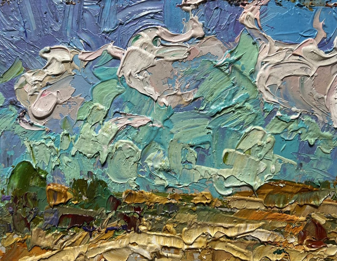 Oil painting White clouds over the field Alex Kalenyuk - 4