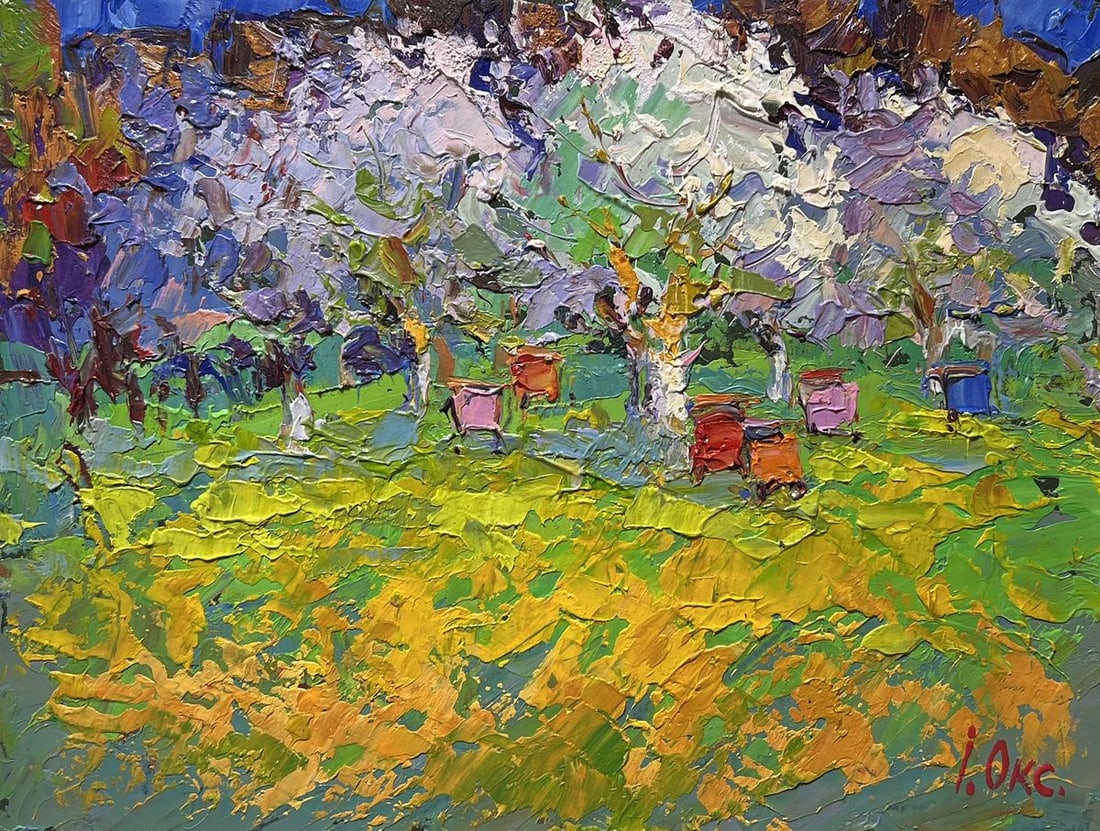 Oil painting Spring apiary Oksana Kalenyuk - 3
