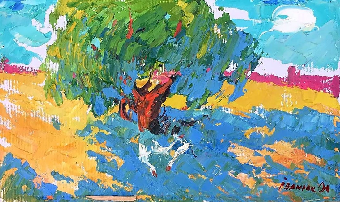 Oil painting In the shade near the old willow Kalenyuk Alex: Title: Oil painting In the shade near the old willow Kalenyuk Alex Description: NoKalen 605 *** ABOUT THIS PAINTING *** * TITLE: "In the shade near the old willow" * ARTISTS: Kalenyuk Alex * SIZE: 15x