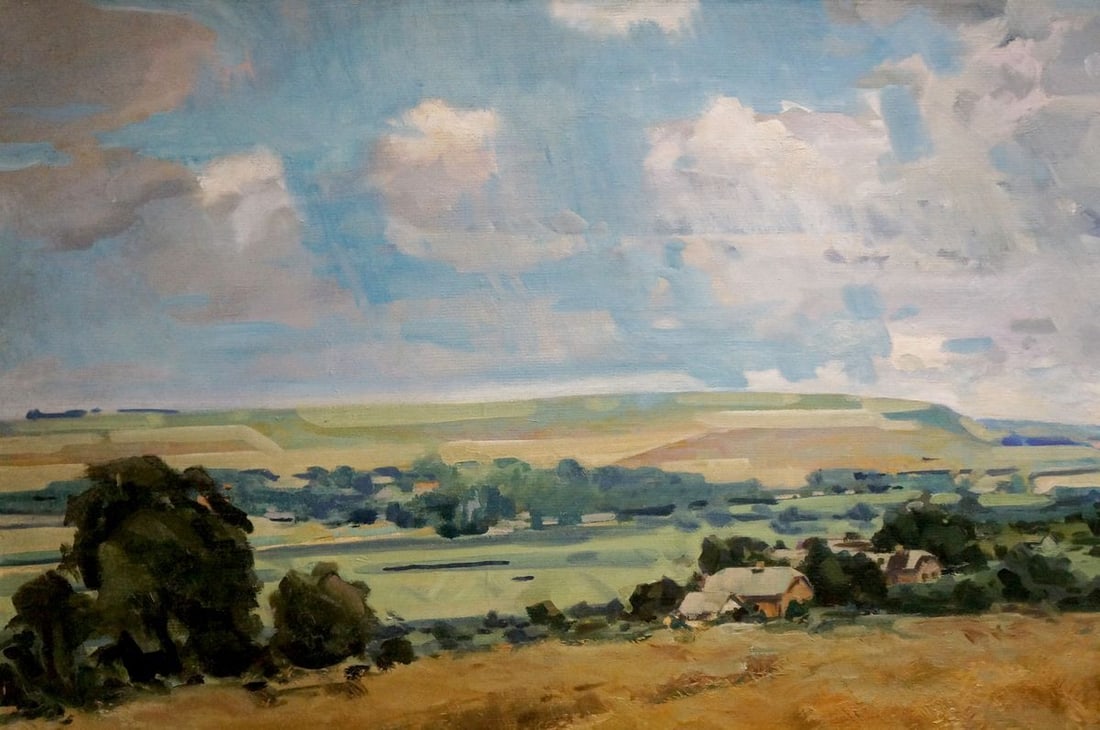Oil painting Landscape of fields - 3