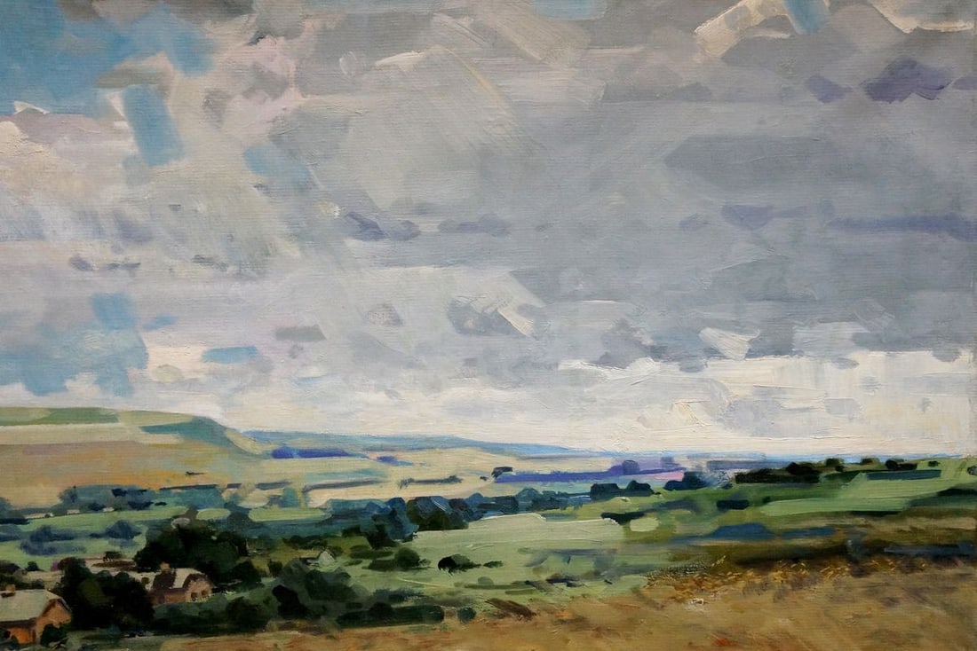 Oil painting Landscape of fields - 4