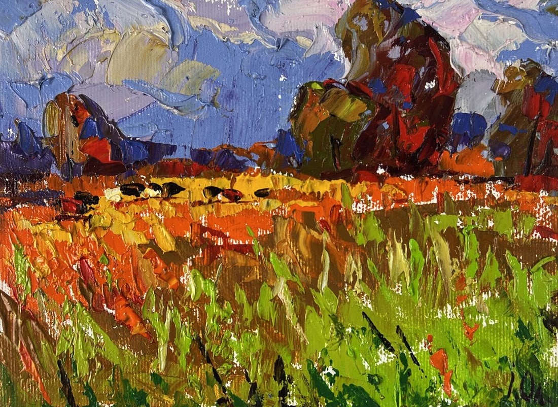 Oil painting Sunny Day in a Flowering Field Oleksiy Ivanyuk - 3