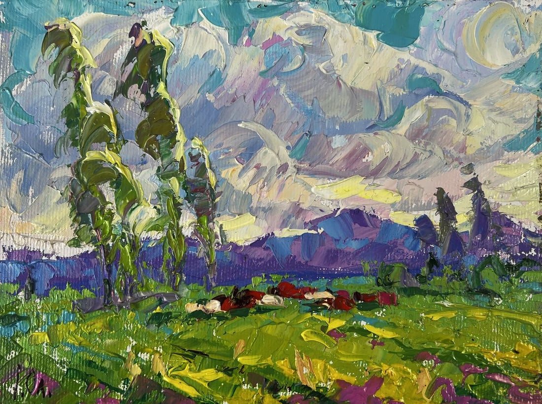 Oil painting Rain is coming to the meadows Oleksiy Ivanyuk - 3