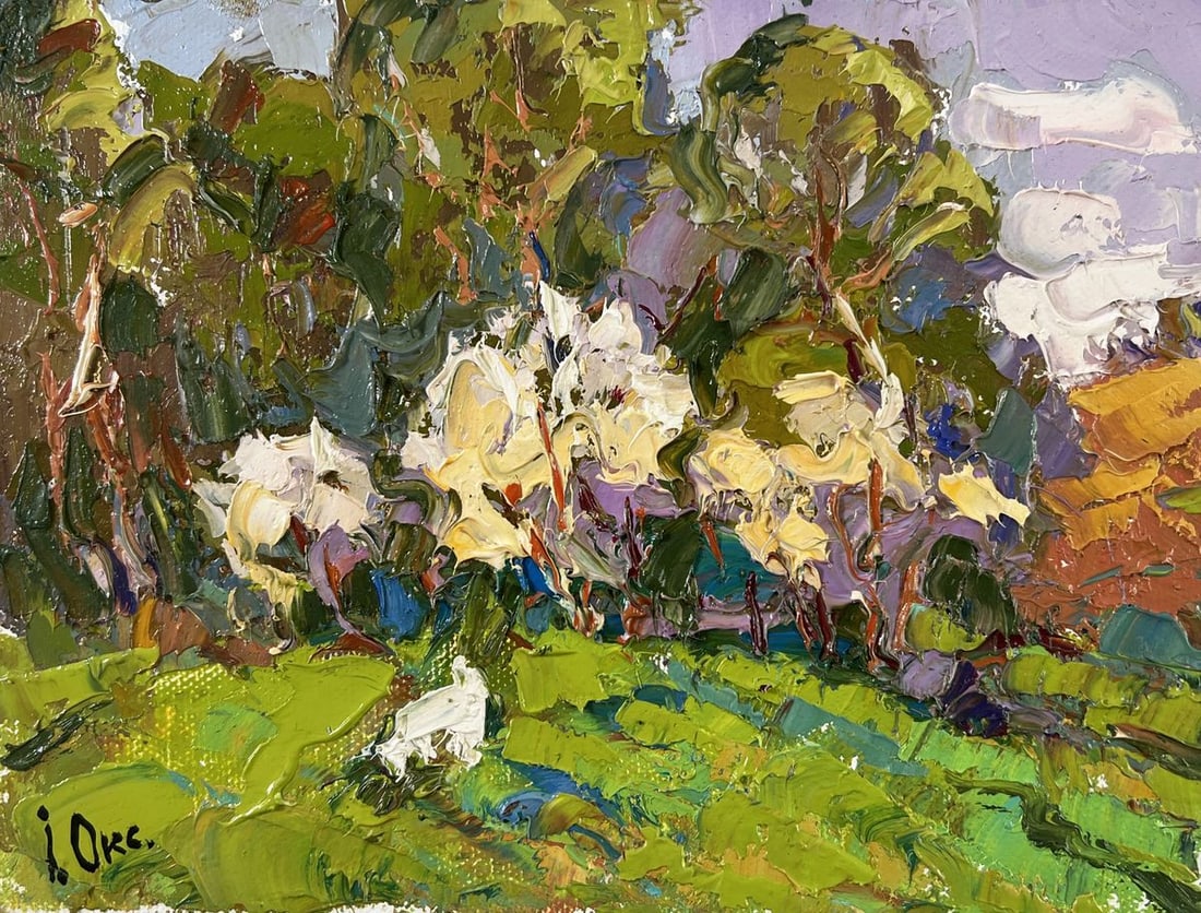 Oil painting Thorns are blooming Oksana Kalenyuk - 3