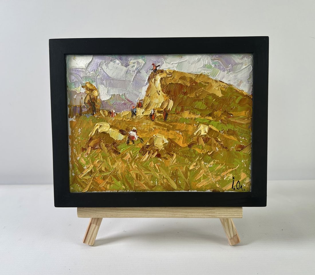 Oil painting Work in the field Alex Kalenyuk: Title: Oil painting Work in the field Alex Kalenyuk Description: NoAAA5198 The oil painting on Canvas titled "Work in the Field" captures the eternal rhythm of agrarian life with passionate brushstrok