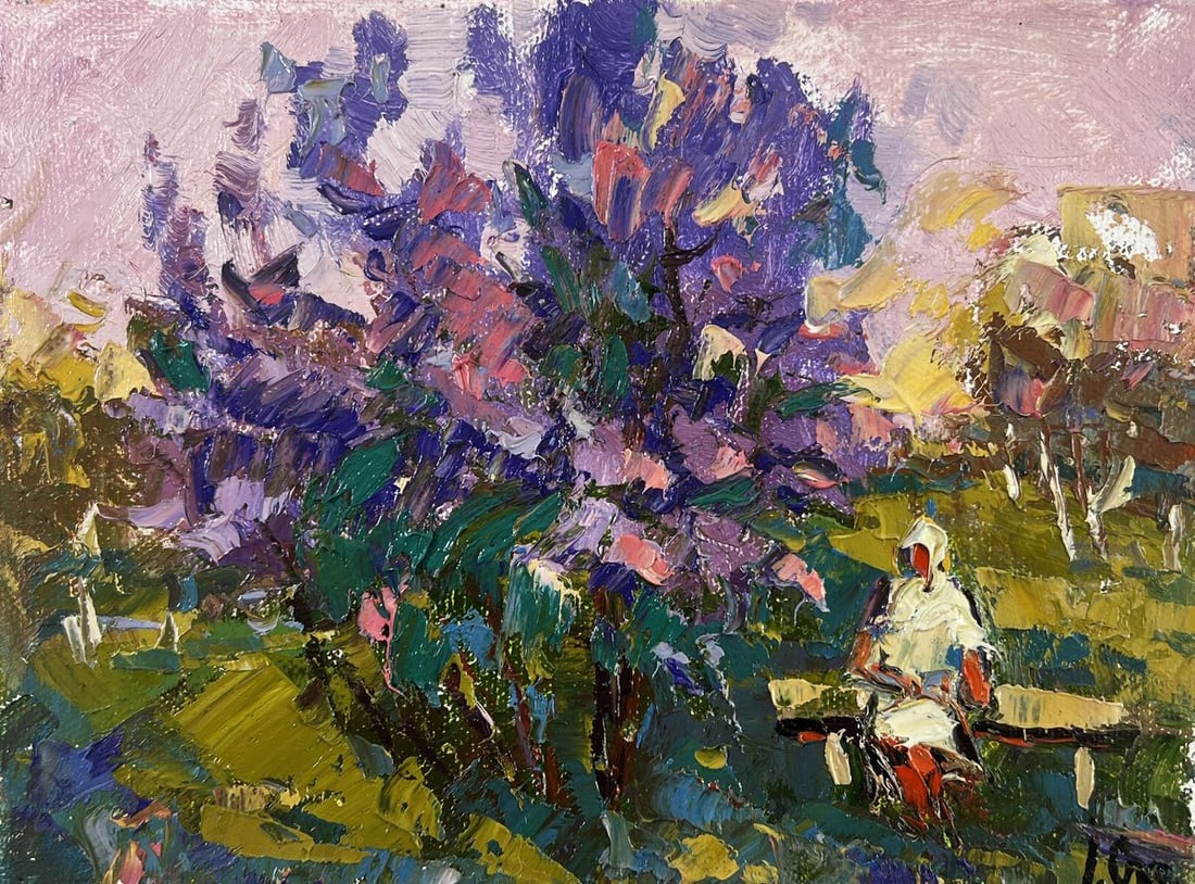 Oil painting On a walk near the lilacs Oksana Kalenyuk - 3