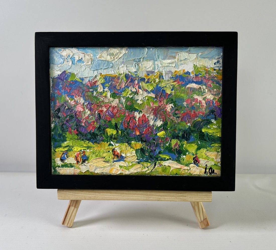 Oil painting Spring colors Alex Kalenyuk: Title: Oil painting Spring colors Alex Kalenyuk Description: NoAAA5271 The oil painting on Canvas titled "Spring colors" bursts with a jubilant celebration of nature's reawakening, presenting an explo