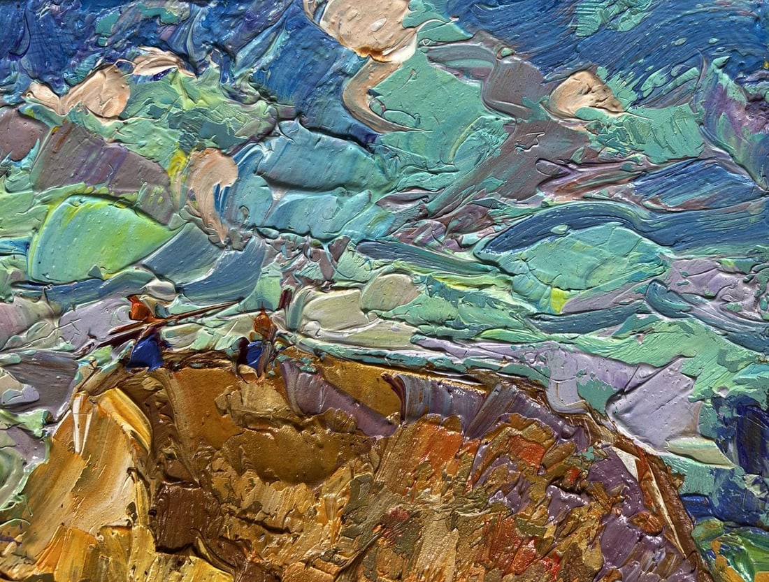 Oil painting Working in the field with hay Alex Kalenyuk - 5