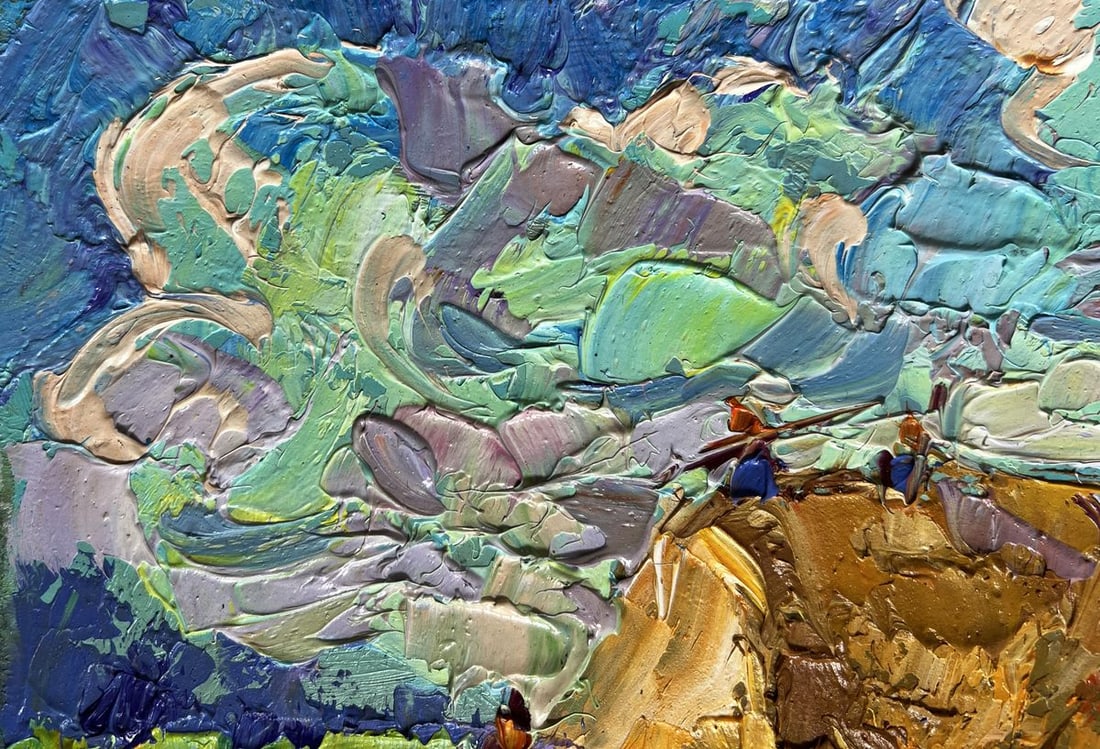 Oil painting Working in the field with hay Alex Kalenyuk - 6