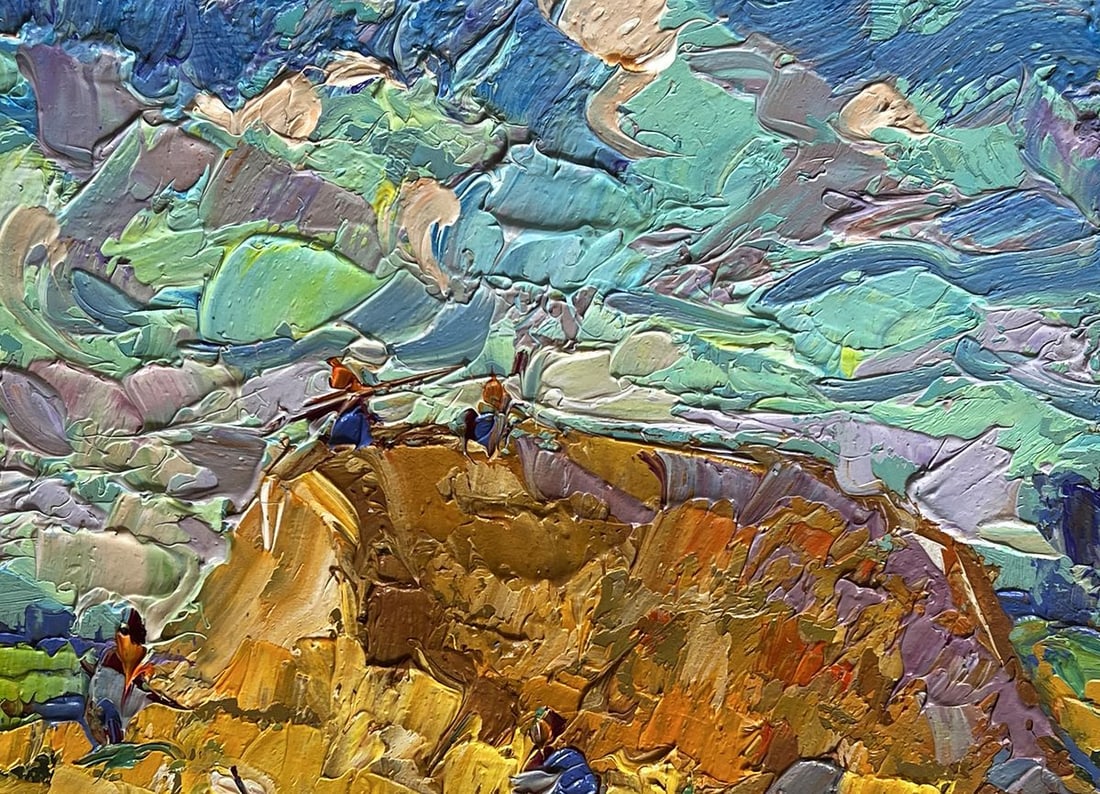 Oil painting Working in the field with hay Alex Kalenyuk - 8