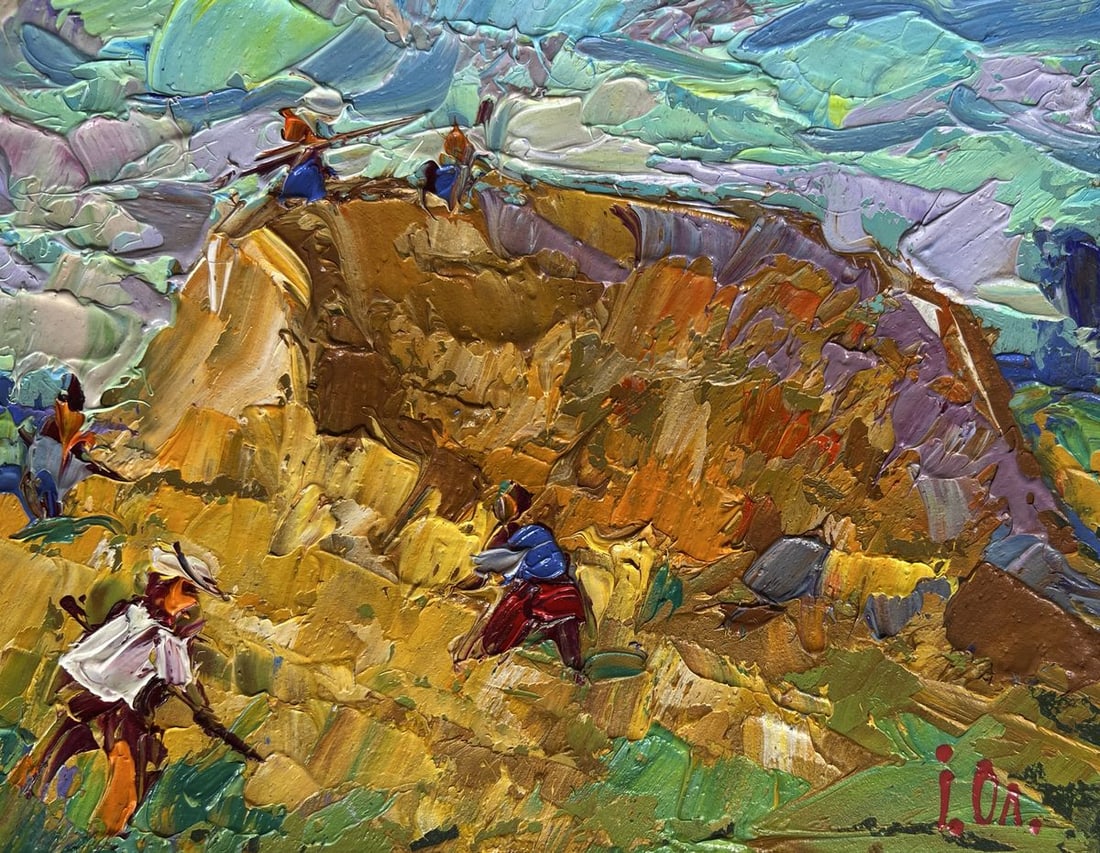 Oil painting Working in the field with hay Alex Kalenyuk - 9