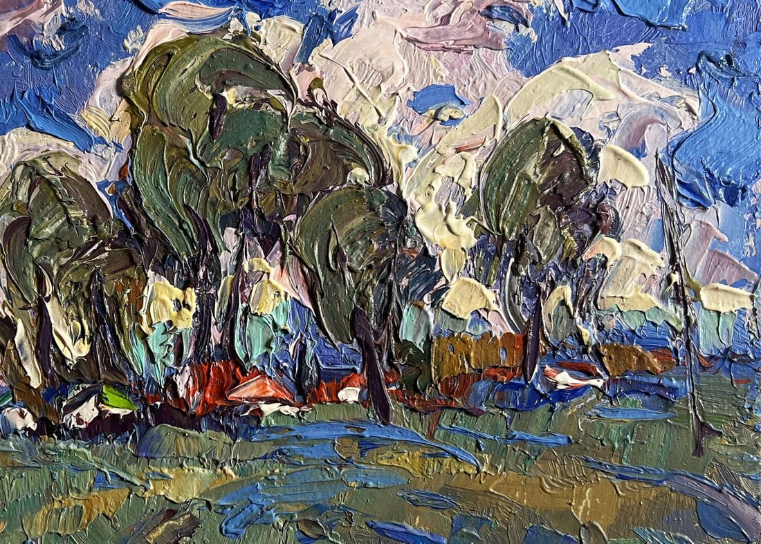 Oil painting Clouds are floating over the village Oksana Kalenyuk - 8