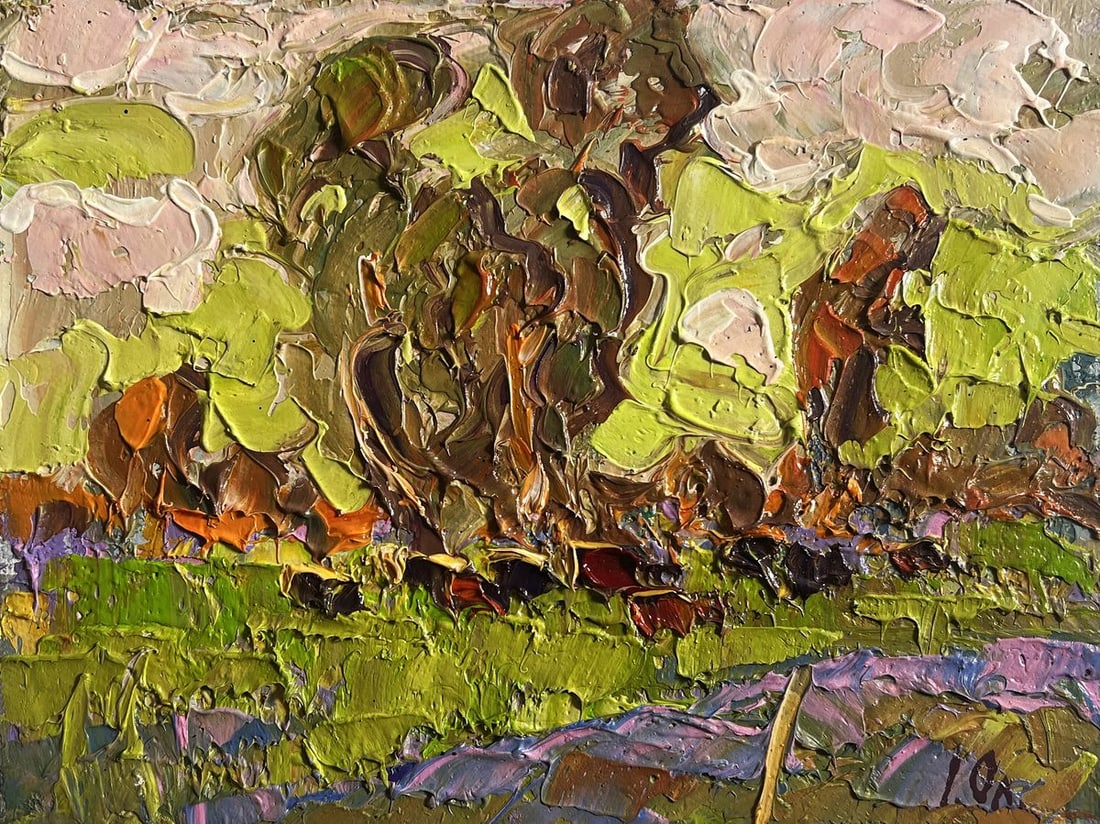 Oil painting Lush meadows behind the village Alex Kalenyuk - 3