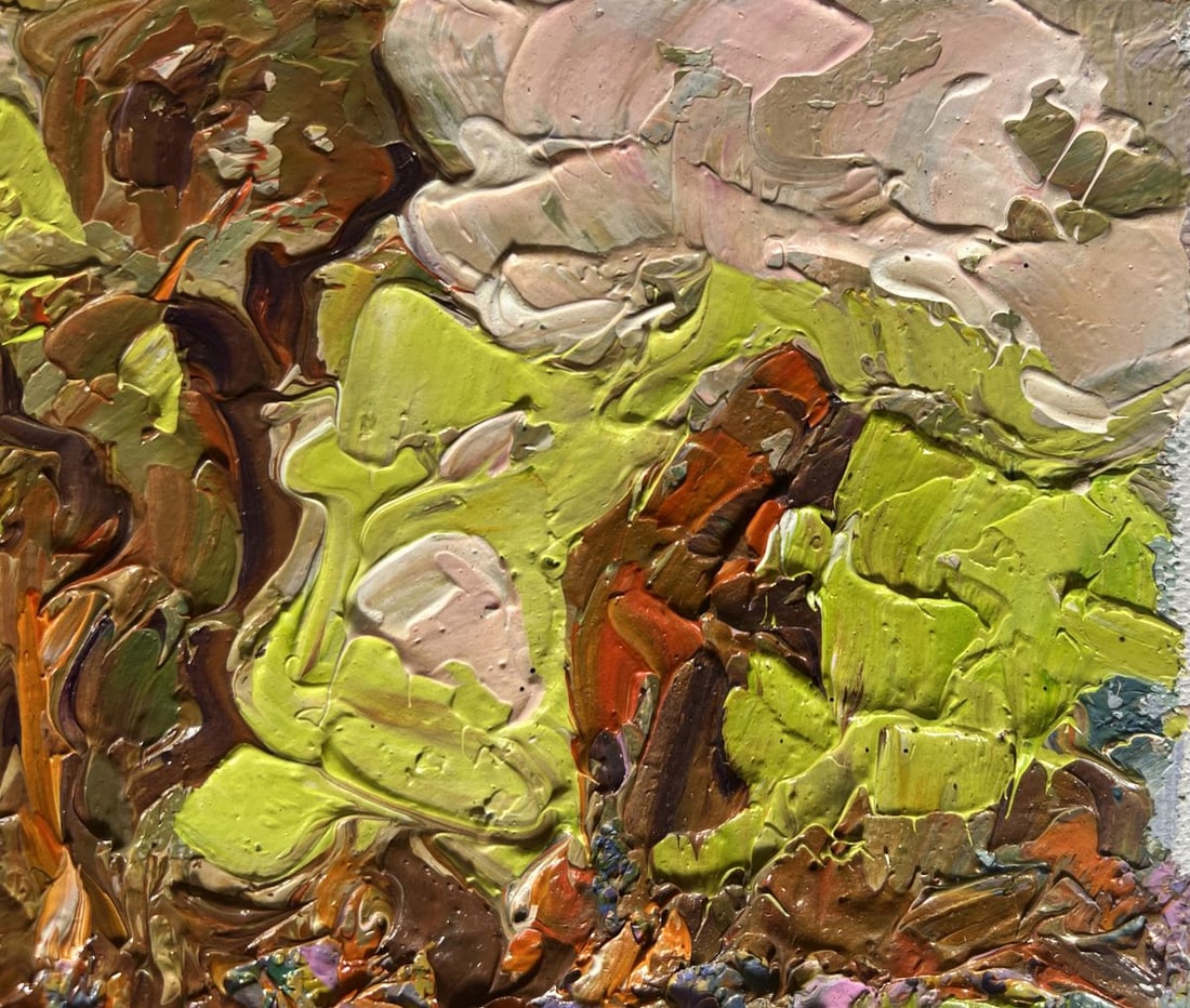 Oil painting Lush meadows behind the village Alex Kalenyuk - 4