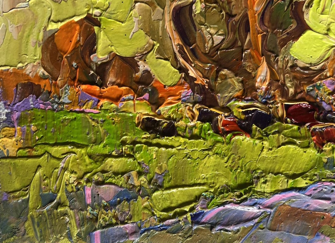 Oil painting Lush meadows behind the village Alex Kalenyuk - 6