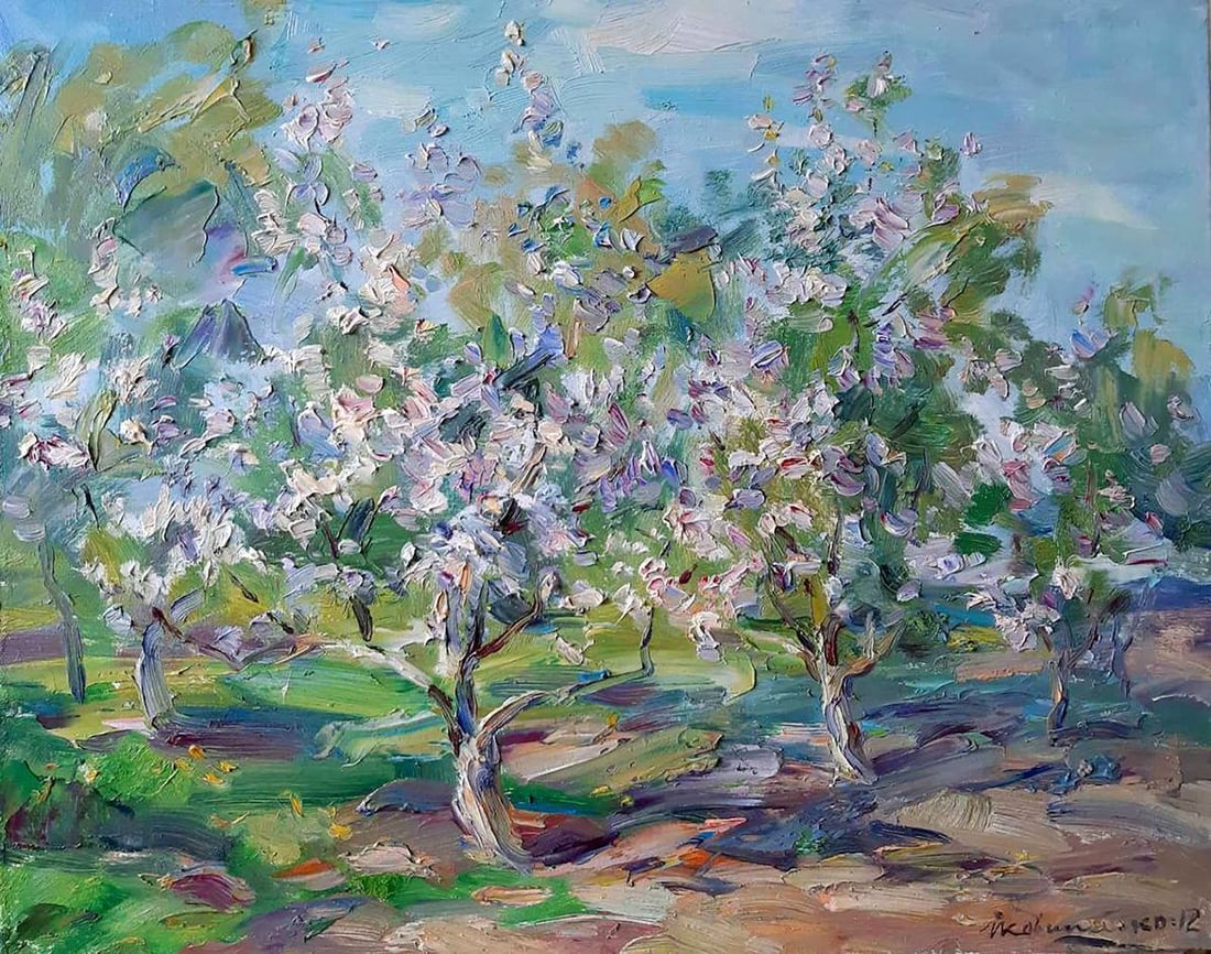 Oil painting Trees bloom Kovalenko Ivan Mikhailovich: Title: Oil painting Trees bloom Kovalenko Ivan Mikhailovich Description: NoKoval 133 *** ABOUT THIS PAINTING *** * TITLE: "Trees bloom" * ARTISTS: Kovalenko Ivan Mikhailovich * SIZE: 40x50