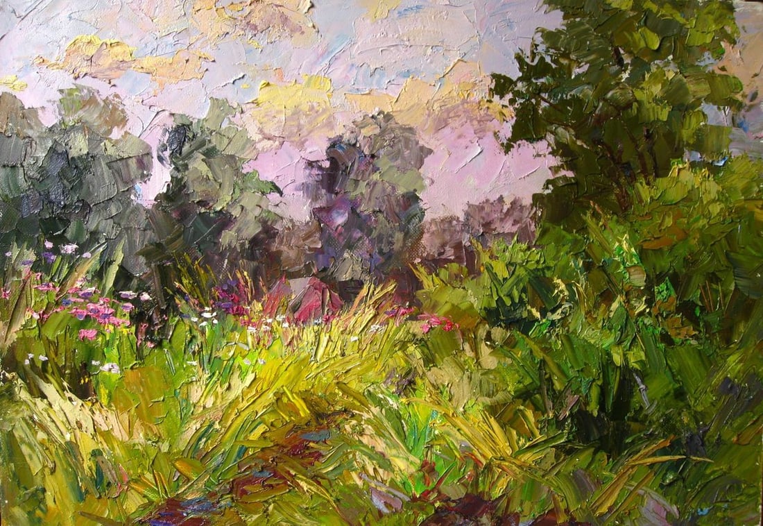 Oil painting Tramway in the grass / Serdyuk Boris Petrovich: Title: Oil painting Tramway in the grass / Serdyuk Boris Petrovich Description: NoSERB 11 * TITLE: "Tramway in the grass" * ARTISTS: Serdyuk Boris Petrovich * SIZE: 60 x 42cm/23,62'x 16,53 inches' *
