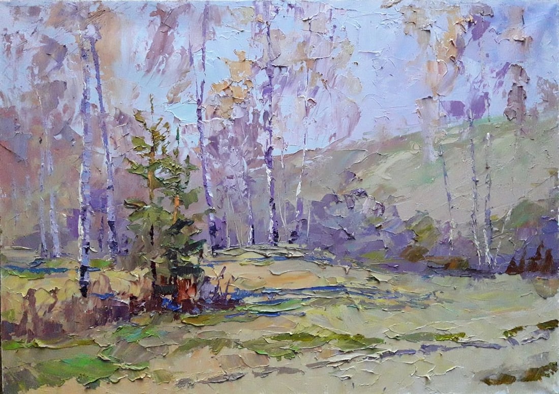 Oil painting Spring forest Serdyuk Boris Petrovich: Title: Oil painting Spring forest Serdyuk Boris Petrovich Description: NoSERB 297 * TITLE: "Spring forest" * ARTISTS: Serdyuk Boris Petrovich * SIZE: 70x50 cm/'27.55x19.68 inches' * MEDIUM: oil, canva