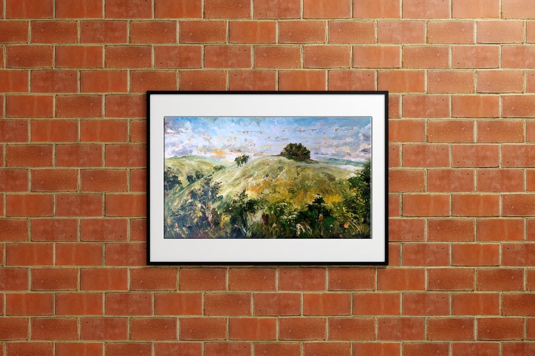 Oil painting Mountain fields Unknown artist - 2