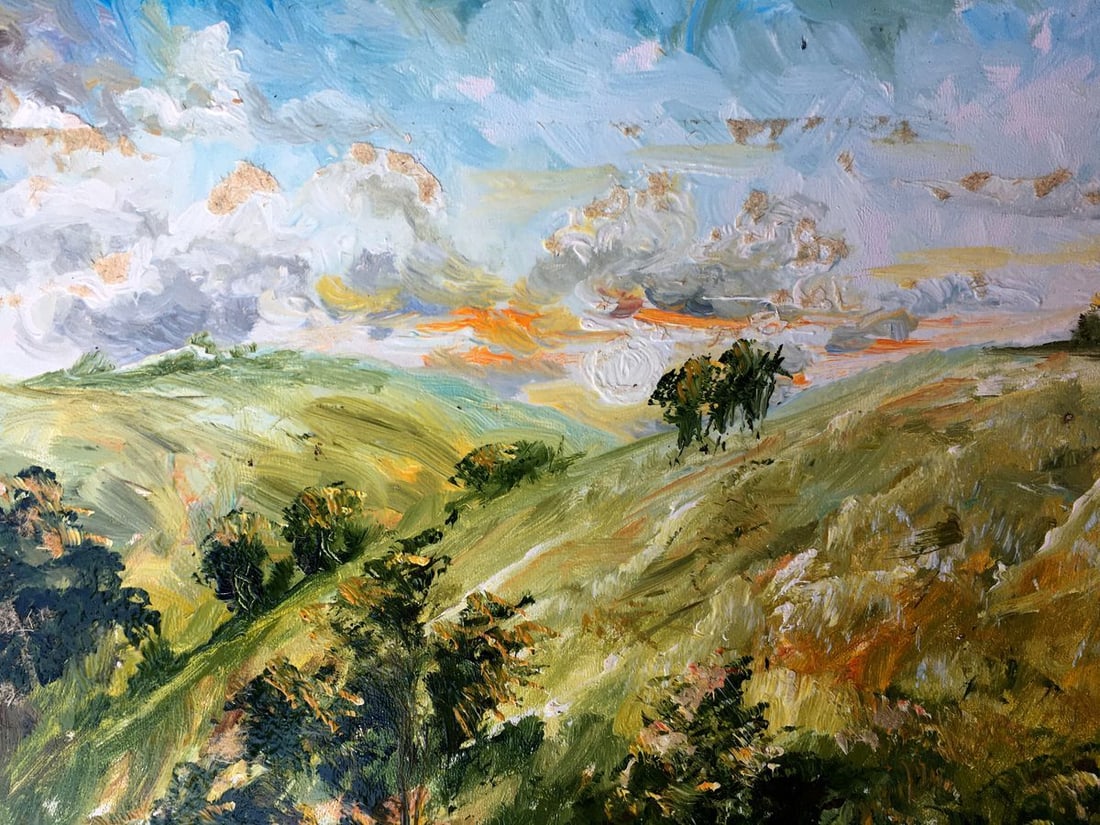 Oil painting Mountain fields Unknown artist - 7