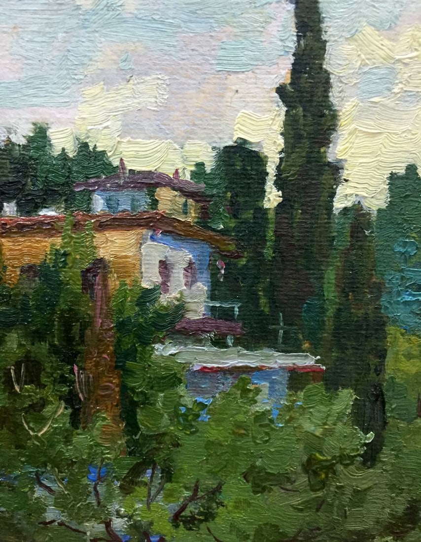 Oil painting Near the cottage - 2