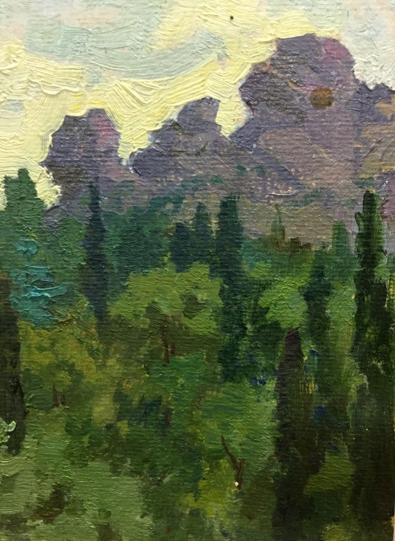 Oil painting Near the cottage - 4