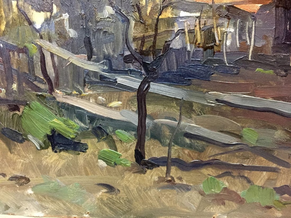 Oil painting Village by the river - 3