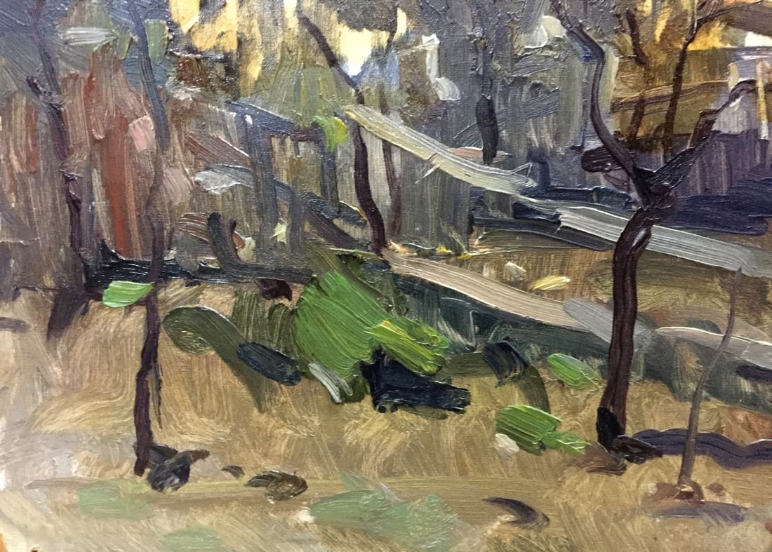 Oil painting Village by the river - 4