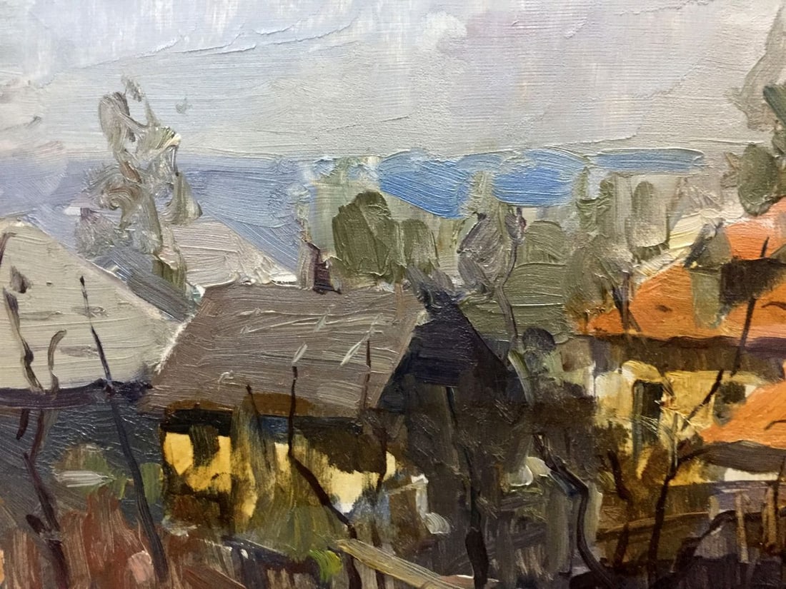Oil painting Village by the river - 5