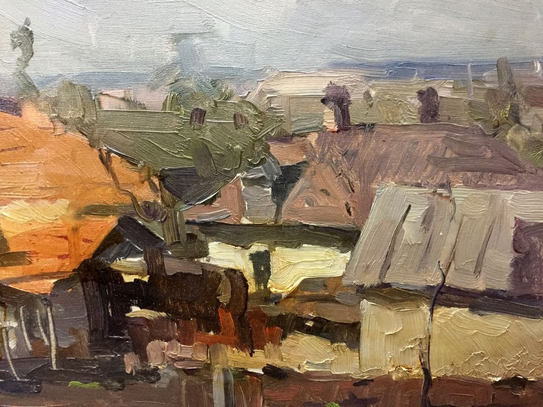Oil painting Village by the river - 7