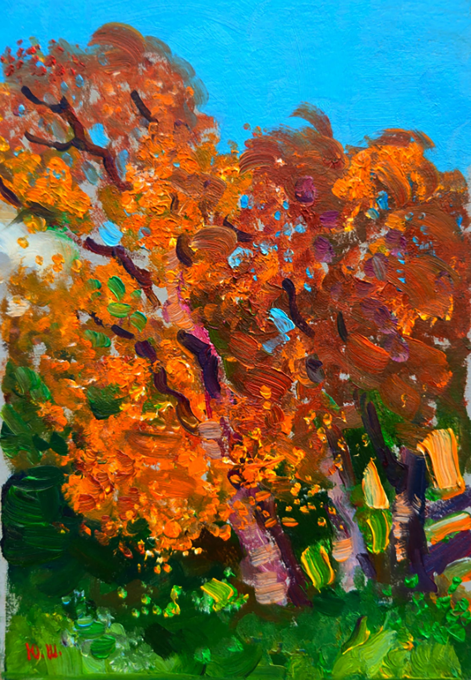 Oil painting Autumn sun in the park Yuri Shkrob: Title: Oil painting Autumn sun in the park Yuri Shkrob Description: 50SHKR Painter: Yuri Shkrob Size: 18x13 cm/7.08x5.11 inches Components: oil, cardboard Original painting CONDITION: excellent ARTIST